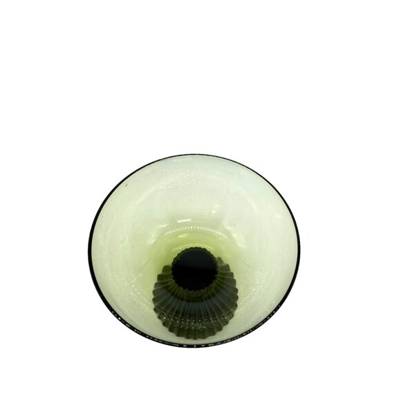 Vintage Lenox Emerald Green Glass Ribbed Pedestal Bowl 5” Tall - Picture 2 of 9